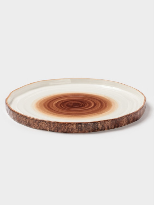 Тарелка Magistro Wood, d=25.3 см, фарфор, коричневая