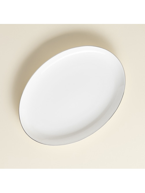 Тарелка для подачи SL Home «Каскарон», 25.4×18.5×2.5 см, овальная, костяной фарфор, белая
