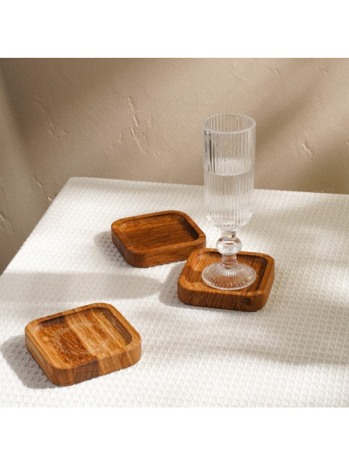 Набор тарелок - подставок SL Home, 10×10×2 см, 3 шт., дуб