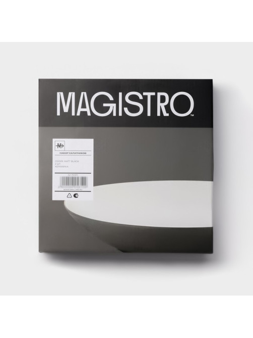 Тарелки Magistro Matt black, 950 мл, 23.5×4 см, набор 2 шт., фарфор, белые, чёрные