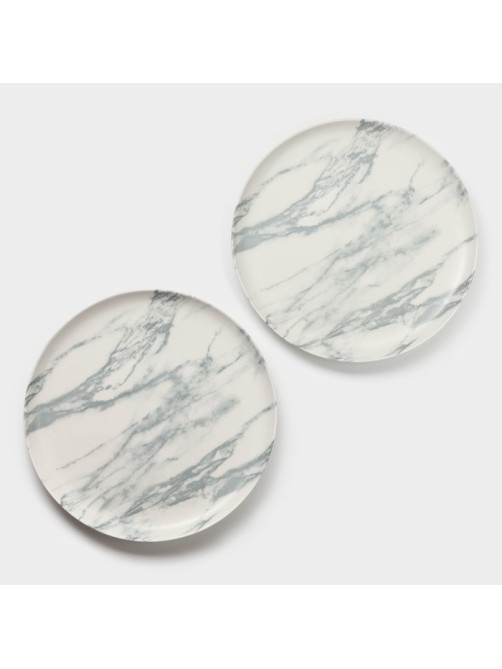 Тарелки Magistro Real Marble, d=26 см, набор 2 шт., фарфор, белые