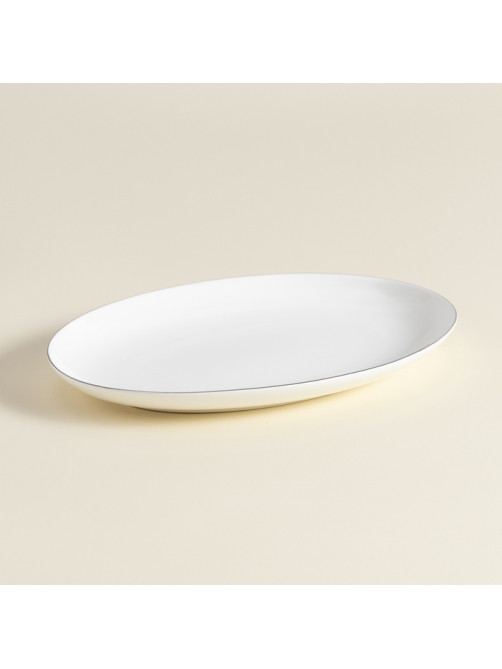 Тарелка для подачи SL Home «Каскарон», 25.4×18.5×2.5 см, овальная, костяной фарфор, белая
