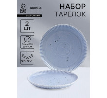 Тарелки Доляна «Коралл», d=20.8 см, набор 2 шт., фарфор, голубые