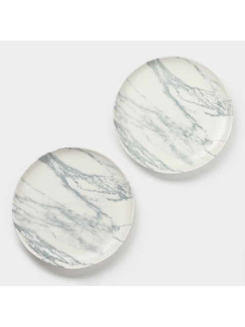 Тарелки Magistro Real Marble, d=21 см, набор 2 шт., фарфор, белые