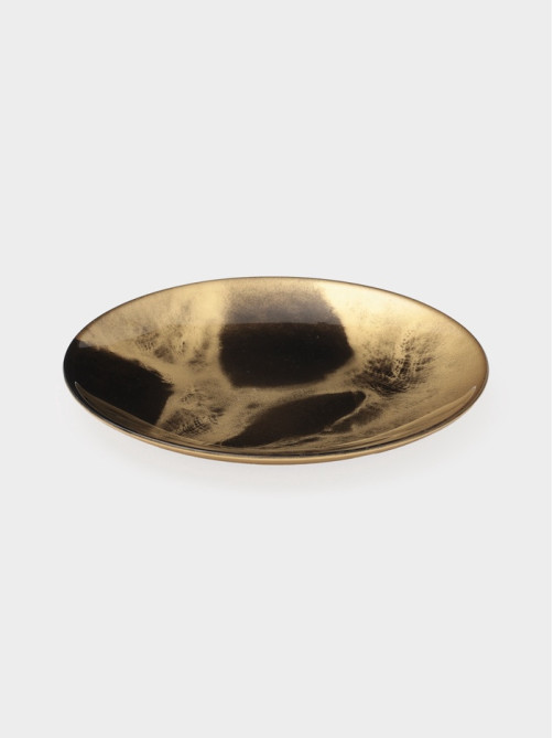 Тарелка Magistro Brown Marble, d=21 см, стекло, коричневая