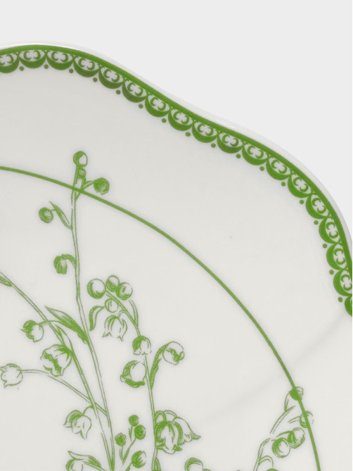 Тарелка десертная WY Bloomware. d=20 см, фарфор, белая, зелёная