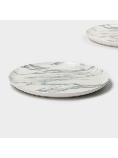 Тарелки Magistro Real Marble, d=26 см, набор 2 шт., фарфор, белые