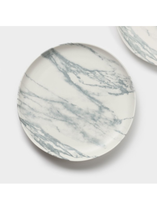 Тарелки Magistro Real Marble, d=21 см, набор 2 шт., фарфор, белые