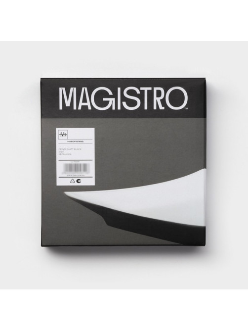 Тарелки Magistro Matt black, 15×2 см, набор 2 шт., квадратные, фарфор, белые, чёрные
