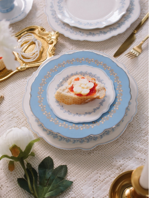 Тарелка глубокая WY Royal blue, 220 мл, d=21.5 см, фарфор, белая, голубая