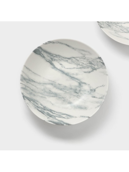 Тарелки глубокие Magistro Real Marble, 800 мл, 21×4.7 см, набор 2 шт., фарфор, белые