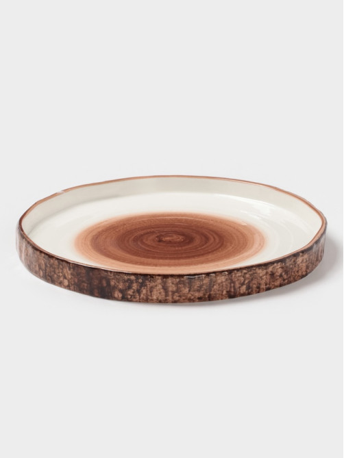 Тарелка Magistro Wood, d=20 см, фарфор, коричневая