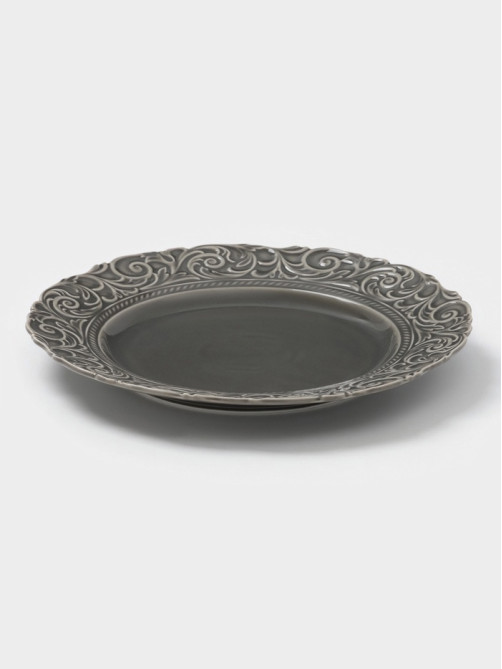 Тарелка обеденная WY Floral Laceware, d=25 см, фарфор, серая