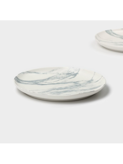 Тарелки Magistro Real Marble, d=21 см, набор 2 шт., фарфор, белые
