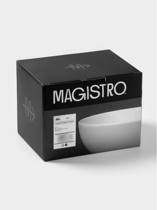 Тарелки глубокие Magistro Mien, 500 мл, d=14 см, набор 6 шт., фарфор, белые