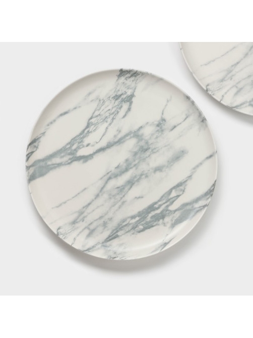 Тарелки Magistro Real Marble, d=26 см, набор 2 шт., фарфор, белые