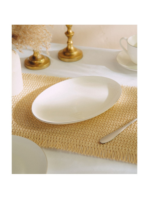 Тарелка для подачи SL Home «Каскарон», 25.4×18.5×2.5 см, овальная, костяной фарфор, белая