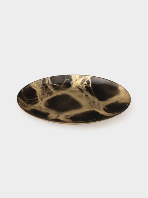 Тарелка подстановочная Magistro Brown Marble, d=33 см, стекло, коричневая