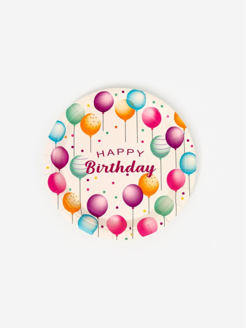Тарелки одноразовые бумажные Happy birthday, 10 шт.