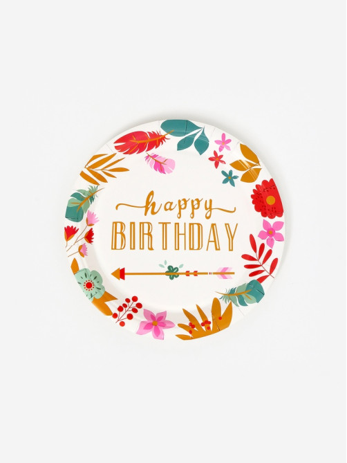 Тарелки одноразовые бумажные Happy birthday, 10 шт.