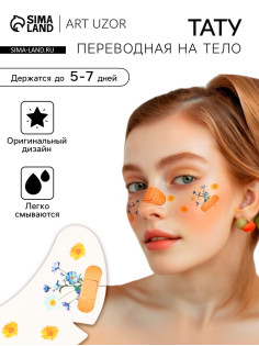 Переводная тату на тело цветная «Веснушки. Сухоцветы и лейкопластырь», 16×5 см