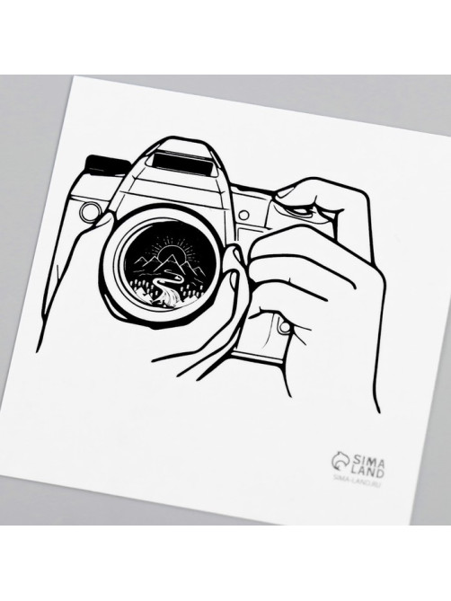 Переводная тату на тело чёрная «Фотик», 6×6 см