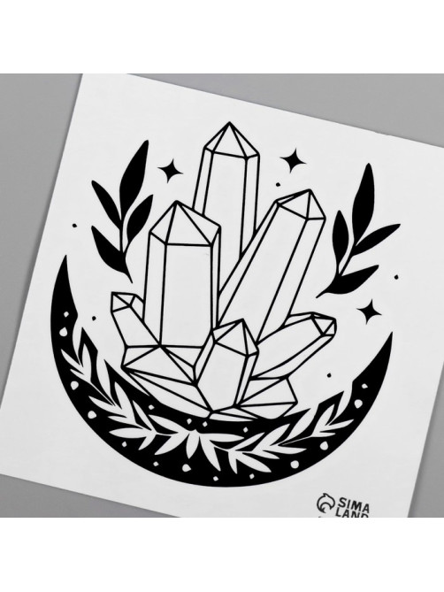 Переводная тату на тело чёрная «Эзотерика. Кристаллы», 6×6 см