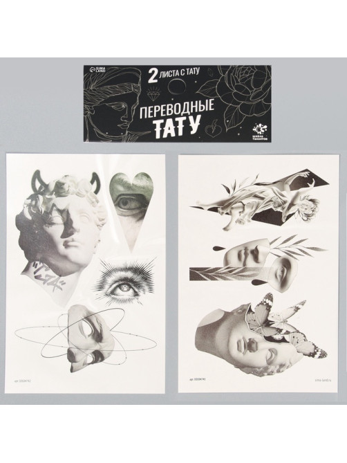 Переводные татуировки «Скульптура», временные, 2 листа, тату — 7 шт.