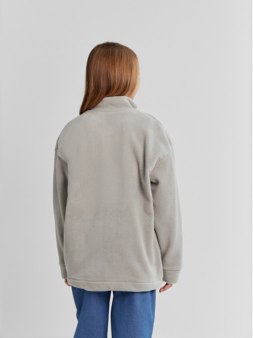Толстовка флисовая детская MINAKU: Fleece Soft, серая, рост 116-122 см