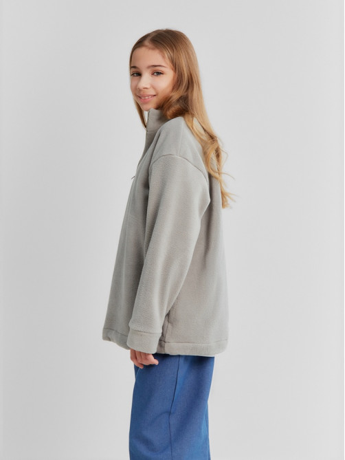 Толстовка флисовая детская MINAKU: Fleece Soft, серая, рост 140-146 см