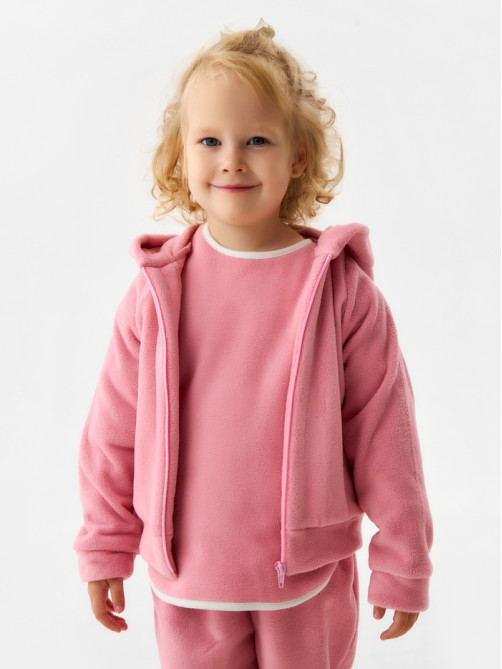 Толстовка для девочки флисовая MINAKU: Fleece Soft, розовая, рост 104-110 см