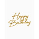 Топпер для торта Happy Birthday, цвет золотой