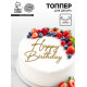 Топпер для торта Happy Birthday, цвет золотой