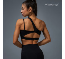 Топ спортивный ONLYTOP Asymmetry, размер M, чёрный