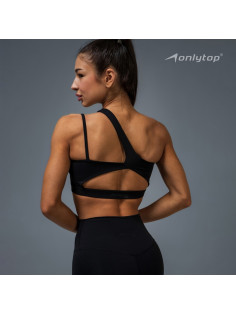 Топ спортивный ONLYTOP Asymmetry, размер M, чёрный