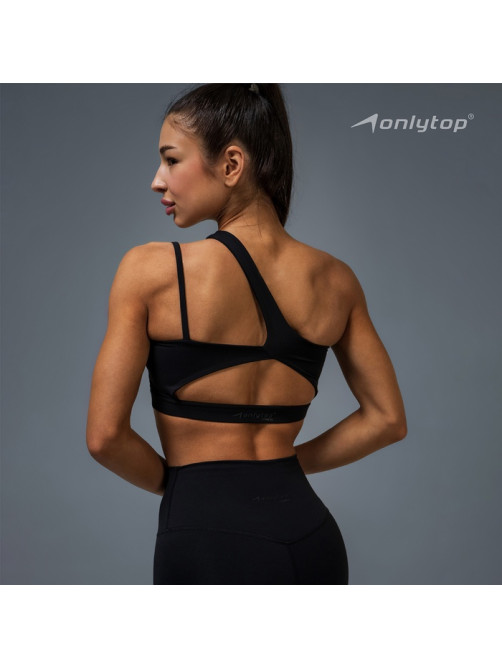 Топ спортивный ONLYTOP Asymmetry, размер M, чёрный