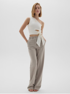 Топ с завязкой на талии женский MINAKU : Casual Collection, белый, размер 48