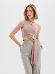 Топ с завязкой на талии женский MINAKU : Casual Collection, бежевый, размер 46