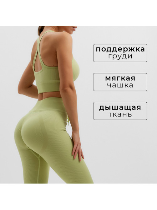Топ спортивный женский MINAKU: SPORTLY, зелёный, размер M