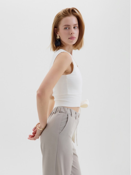 Топ с завязкой на талии женский MINAKU : Casual Collection, белый, размер 48