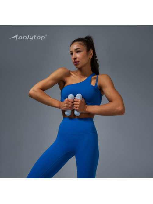 Топ спортивный ONLYTOP Asymmetry, размер 42 (S), синий
