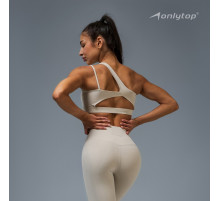 Топ спортивный ONLYTOP Asymmetry, размер 44 (M), бежевый