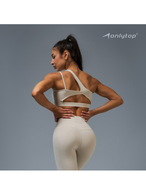 Топ спортивный ONLYTOP Asymmetry, размер 44 (M), бежевый
