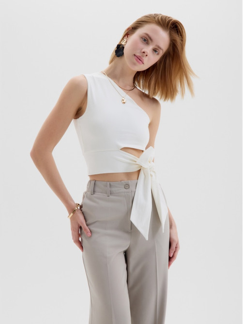 Топ с завязкой на талии женский MINAKU : Casual Collection, белый, размер 46