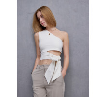 Топ с завязкой на талии женский MINAKU : Casual Collection, белый, размер 42