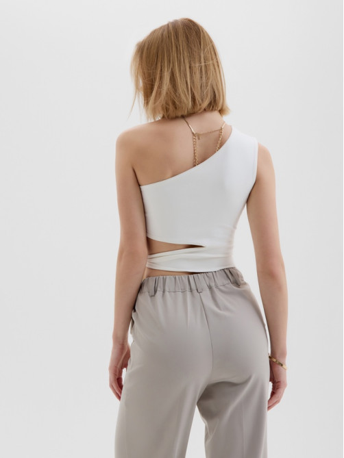 Топ с завязкой на талии женский MINAKU : Casual Collection, белый, размер 44