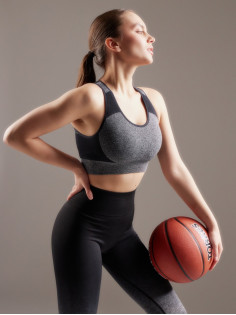 Топ спортивный женский MINAKU: SPORTLY, серый, размер L