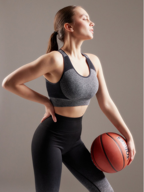 Топ спортивный женский MINAKU: SPORTLY, серый, размер M