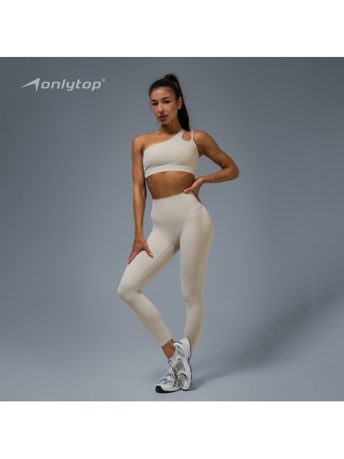 Топ спортивный ONLYTOP Asymmetry, размер 44 (M), бежевый