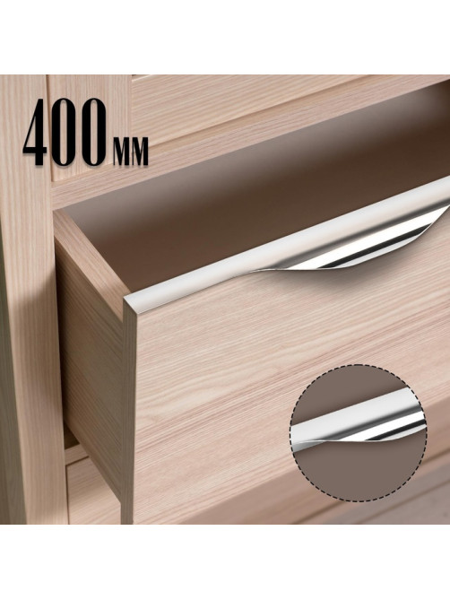 Ручка торцевая CAPPIO RP100CH, L=400 мм, цвет хром, 4 шт.